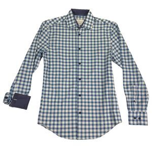 Con.Struct Mens Slim Fit Performance Stretch Dress Shirt Blue S 14-14.5 32/33